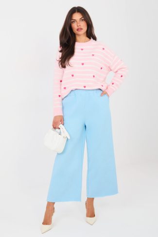 Blue Women Trousers in Pants, Trousers, Shorts with Cotton and Spandex