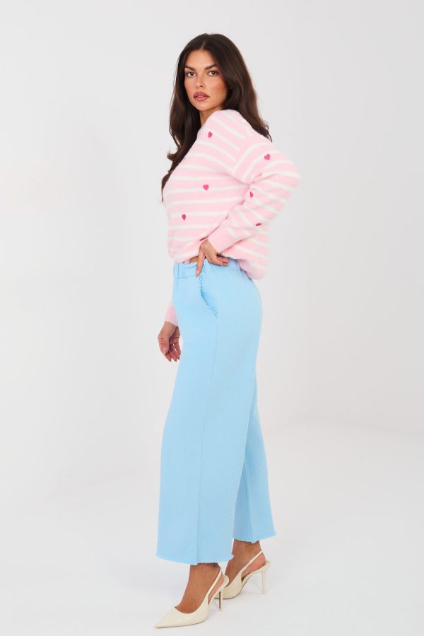Blue Women Trousers in Pants, Trousers, Shorts with Cotton and Spandex