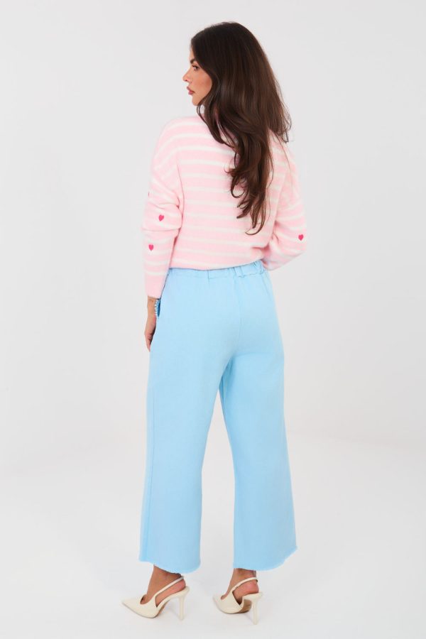 Blue Women Trousers in Pants, Trousers, Shorts with Cotton and Spandex