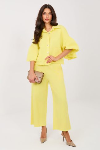 Yellow Women Trousers in Pants, Trousers, Shorts with Cotton and Spandex