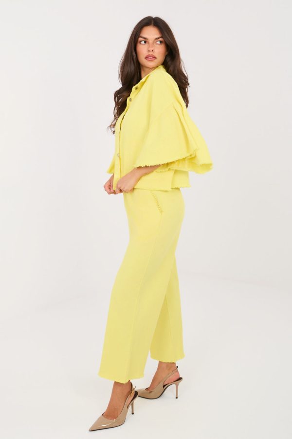 Yellow Women Trousers in Pants, Trousers, Shorts with Cotton and Spandex