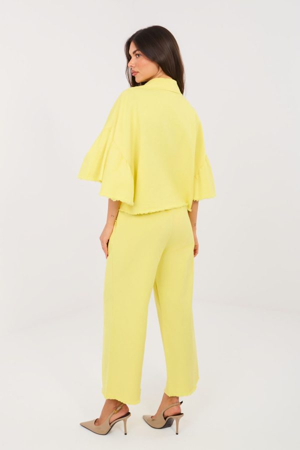 Yellow Women Trousers in Pants, Trousers, Shorts with Cotton and Spandex
