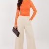 Beige Women Trousers in Pants, Trousers, Shorts with Cotton and Spandex