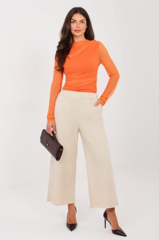 Beige Women Trousers in Pants, Trousers, Shorts with Cotton and Spandex