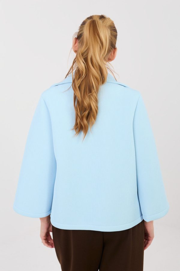 Blue Coat in Women`s Coats, Jackets with Spandex and Polyester