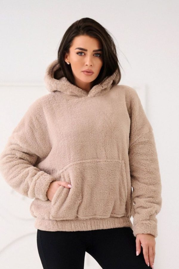 Beige Sweatshirt in Sweatshirts For Women with Polyester