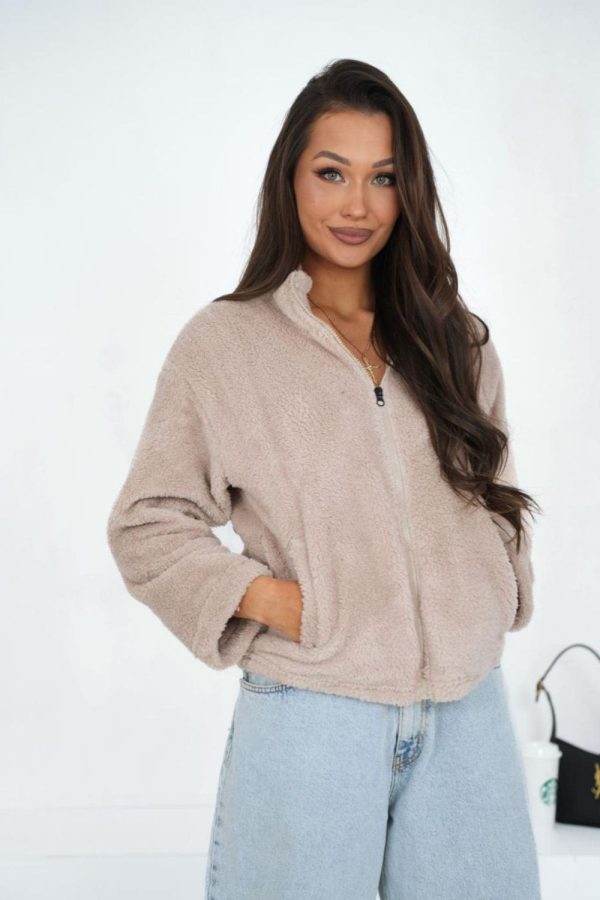 Beige Sweatshirt in Sweatshirts For Women with Polyester