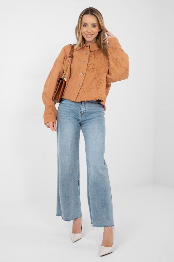 Orange Denim Jacket in Women`s Coats, Jackets with Cotton