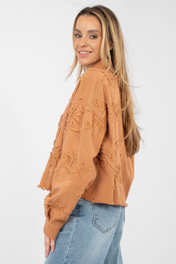 Orange Denim Jacket in Women`s Coats, Jackets with Cotton