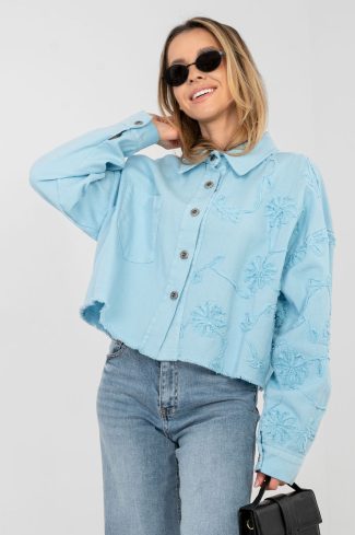 Blue Denim Jacket in Women`s Coats, Jackets with Cotton