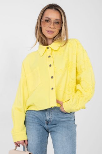 Yellow Denim Jacket in Women`s Coats, Jackets with Cotton