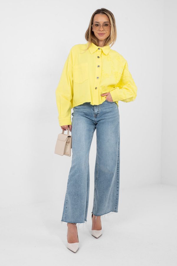 Yellow Denim Jacket in Women`s Coats, Jackets with Cotton