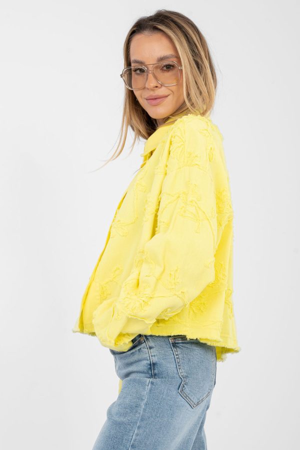 Yellow Denim Jacket in Women`s Coats, Jackets with Cotton