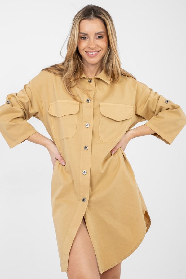 Brown Daydress in Day Dresses with Cotton and Spandex