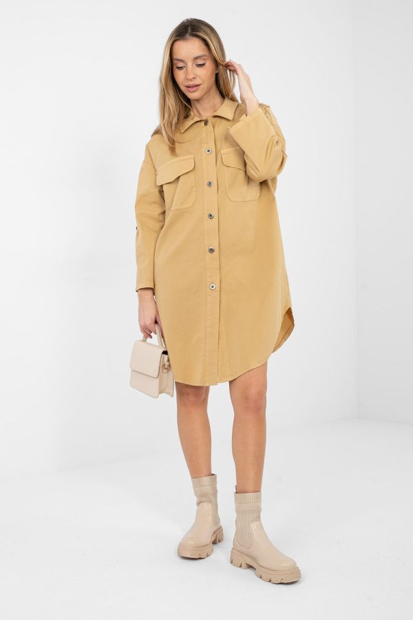 Brown Daydress in Day Dresses with Cotton and Spandex
