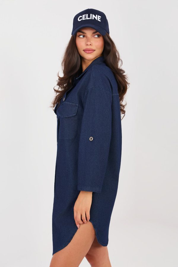 Navy Blue Daydress in Day Dresses with Cotton, Spandex and Polyester
