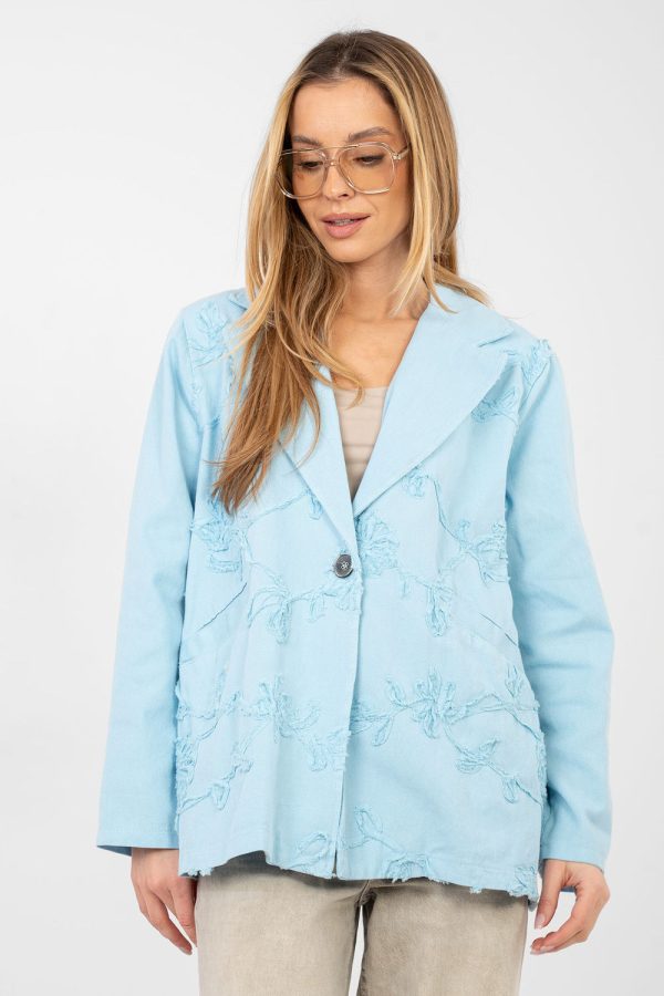 Blue Jacket in Jackets, Vests For Women with Cotton