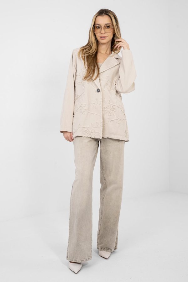 Beige Jacket in Jackets, Vests For Women with Cotton