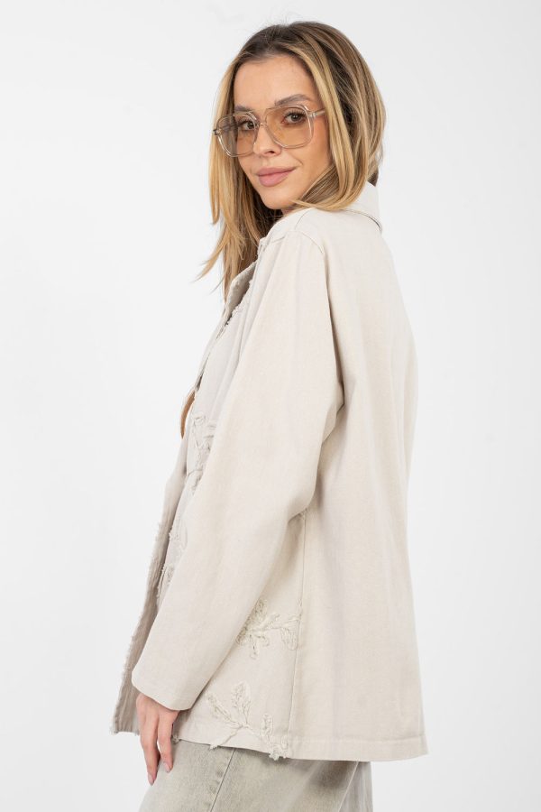 Beige Jacket in Jackets, Vests For Women with Cotton