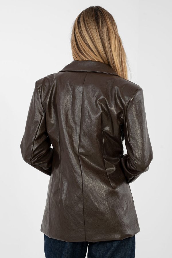 Brown Jacket in Jackets, Vests For Women with Polyurethane and Viscose