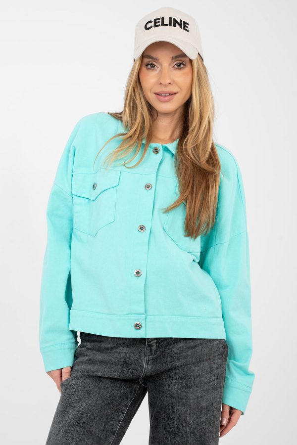 blue Denim jacket model 223815 Rue Paris