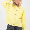 Yellow Denim Jacket in Women`s Coats, Jackets with Cotton and Spandex
