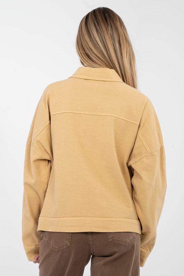 Brown Denim Jacket in Women`s Coats, Jackets with Cotton and Spandex