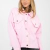 Pink Denim Jacket in Women`s Coats, Jackets with Cotton and Spandex