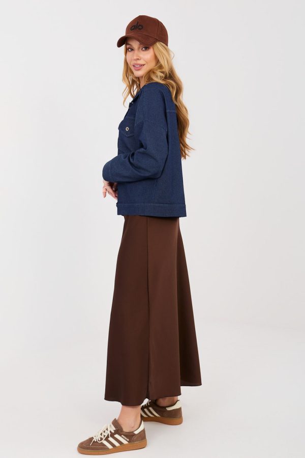 Navy Blue Denim Jacket in Women`s Coats, Jackets with Cotton, Spandex and Polyester