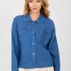 Blue Denim Jacket in Women`s Coats, Jackets with Cotton, Spandex and Polyester