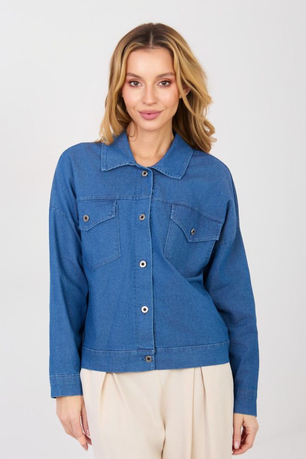 Blue Denim Jacket in Women`s Coats, Jackets with Cotton, Spandex and Polyester