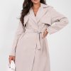 Beige Coat in Women`s Coats, Jackets with Polyester