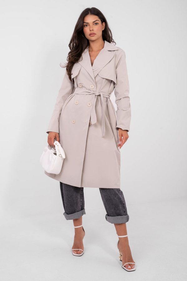 Beige Coat in Women`s Coats, Jackets with Polyester
