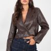 Brown Jacket in Jackets, Vests For Women with Polyurethane and Viscose