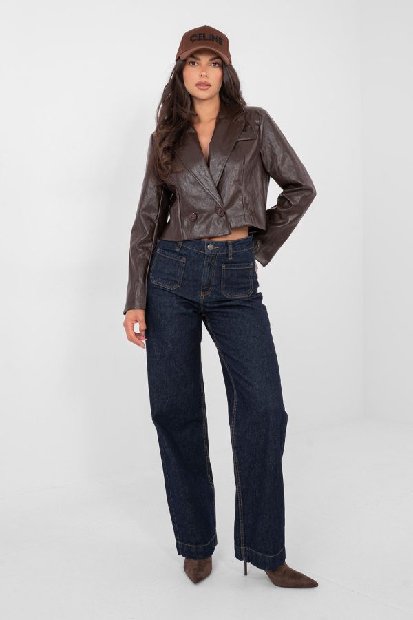 Brown Jacket in Jackets, Vests For Women with Polyurethane and Viscose