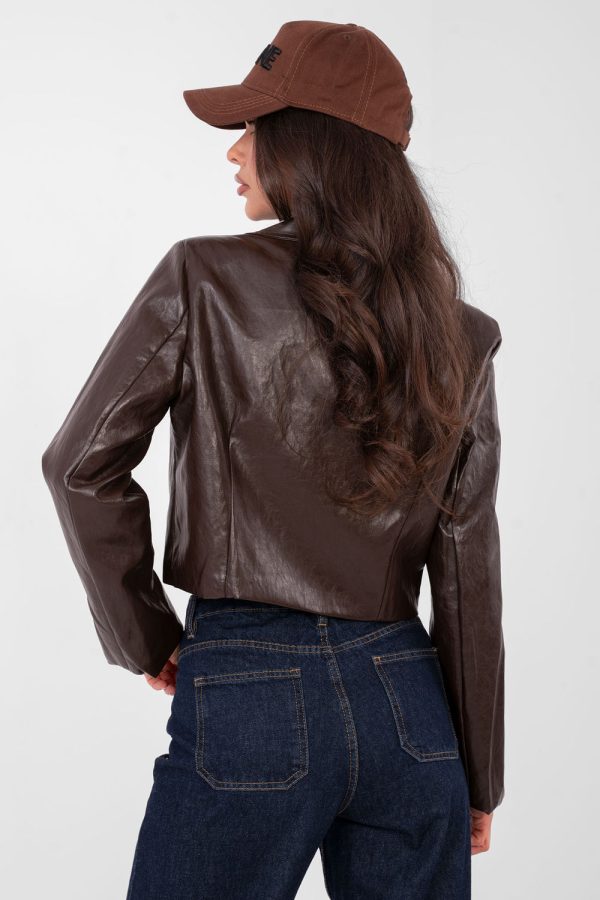 Brown Jacket in Jackets, Vests For Women with Polyurethane and Viscose
