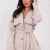 Beige Coat in Women`s Coats, Jackets with Polyester
