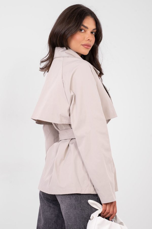 Beige Coat in Women`s Coats, Jackets with Polyester