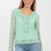 Green Lace Blouse in Women`s Blouses, Tunics with Spandex and Viscose