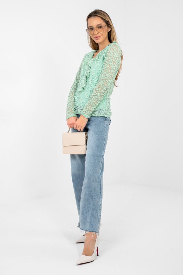 Green Lace Blouse in Women`s Blouses, Tunics with Spandex and Viscose