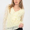 Yellow Lace Blouse in Women`s Blouses, Tunics with Spandex and Viscose