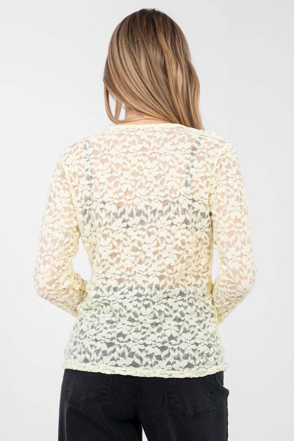 Yellow Lace Blouse in Women`s Blouses, Tunics with Spandex and Viscose