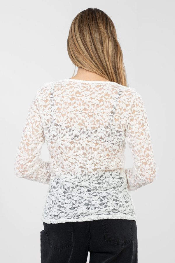 Beige Lace Blouse in Women`s Blouses, Tunics with Spandex and Viscose