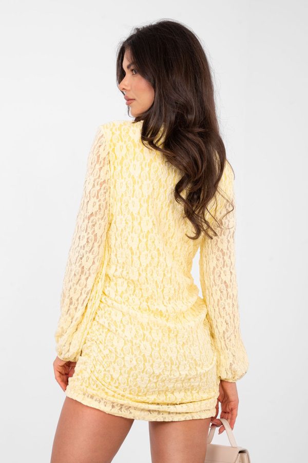 Yellow Short Dress in Evening Dresses with Spandex and Viscose