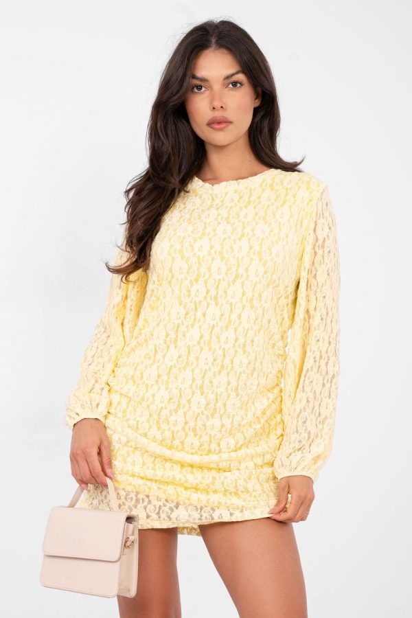 Yellow Short Dress in Evening Dresses with Spandex and Viscose