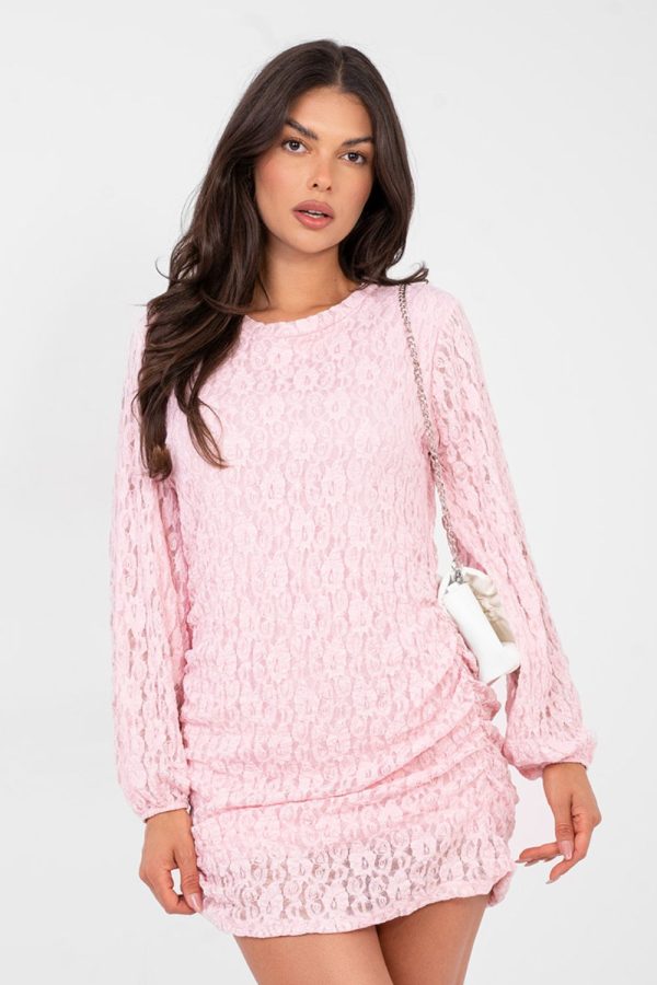 Pink Short Dress in Evening Dresses with Spandex and Viscose