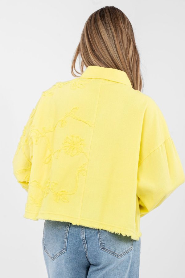 Yellow Denim Jacket in Women`s Coats, Jackets with Cotton