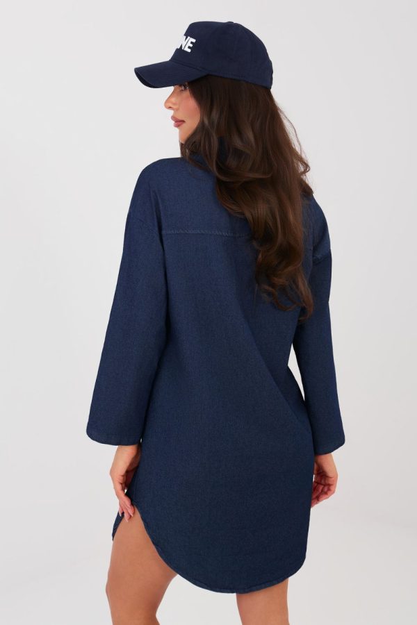 Navy Blue Daydress in Day Dresses with Cotton, Spandex and Polyester
