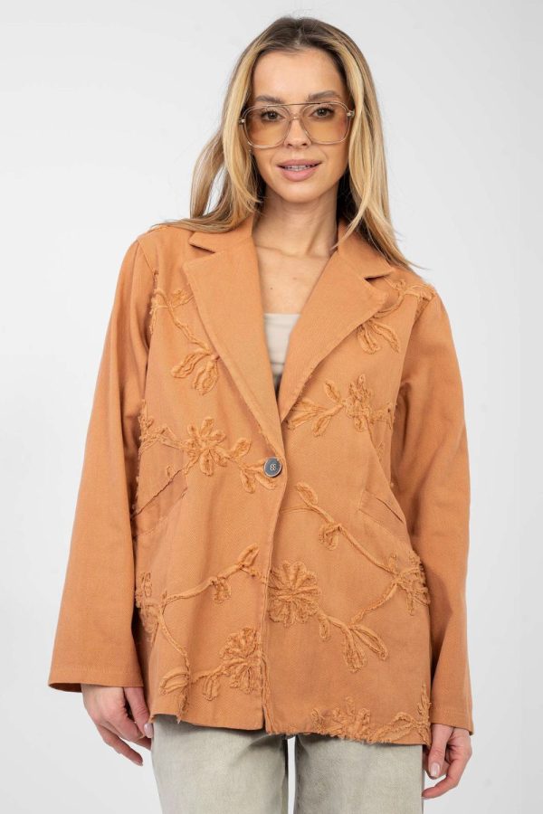 Orange Jacket in Jackets, Vests For Women with Cotton