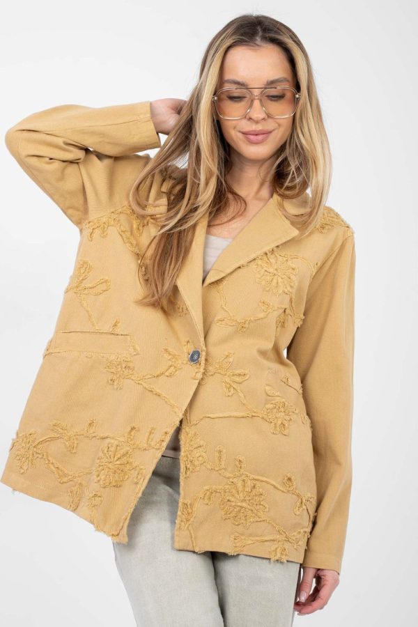 Brown Jacket in Jackets, Vests For Women with Cotton